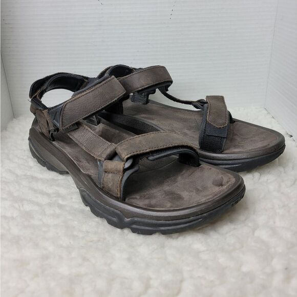 Teva Terri Fi 4 Mens Sandals Size 13 Brown Leather Adjustable Strap Hiking - Picture 1 of 10